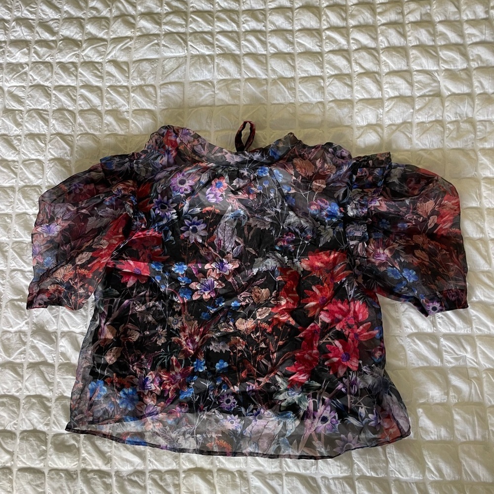 Anthropologie Maeve floral organza top - Picture 3 of 10
